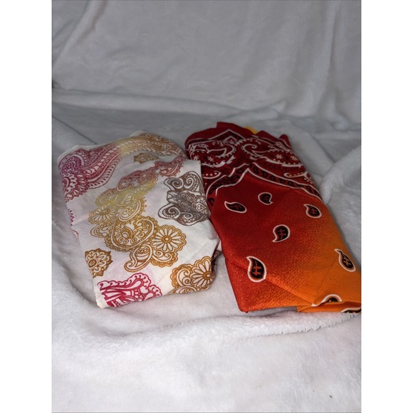 The Unbranded Brand Accessories - Vintage-Style‎ Paisley Bandana Set 1 Boho Elephant & 1 Red/Orange Ombre Gradient